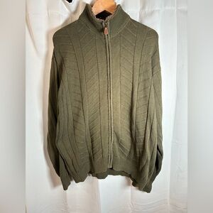 Designer Oscar de la Renta XXL Olive Green Fleece Lined‎ Knit Jacket